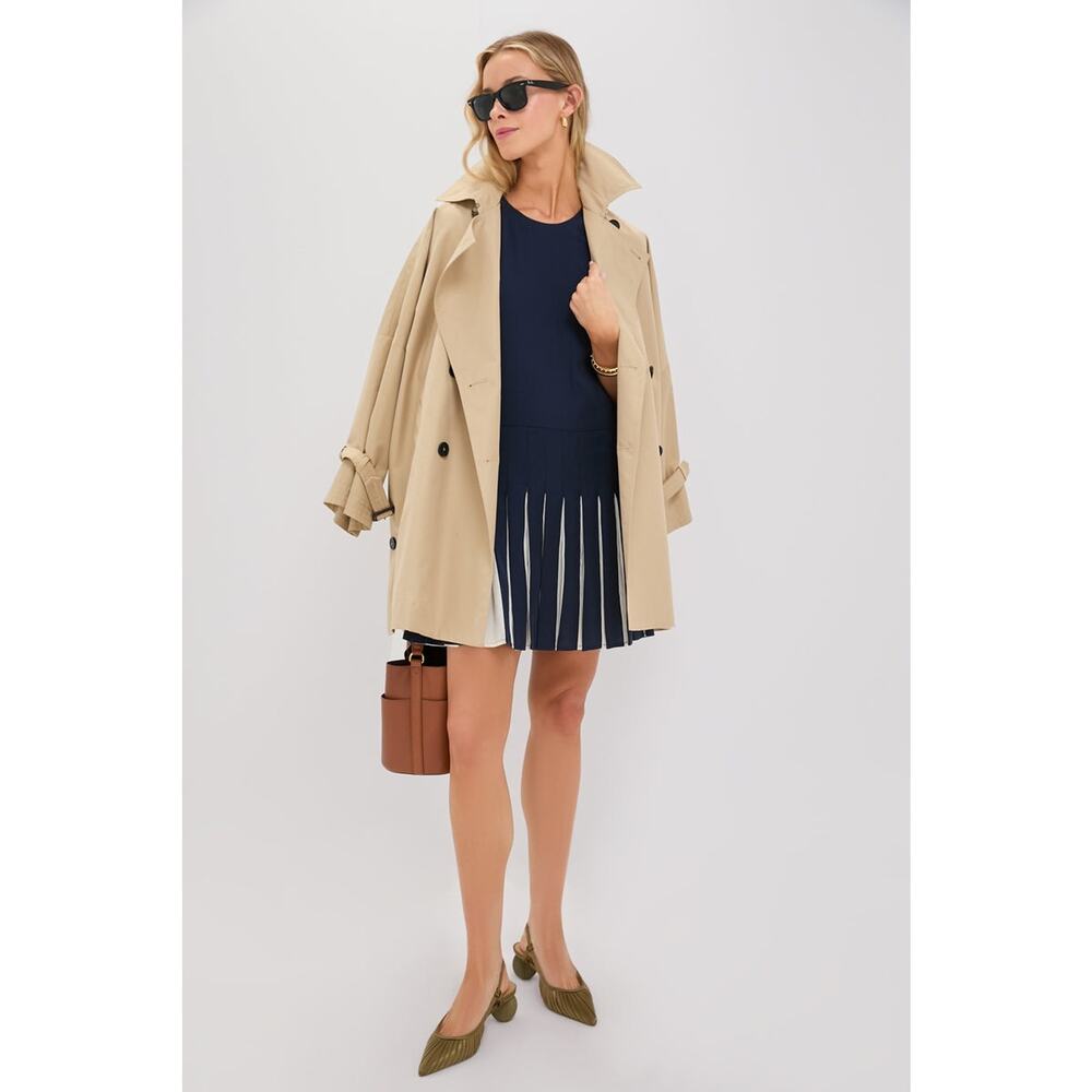TUCKERNUCK Navy Pleated Liza Dress Size L NWT Retail $248 Tuckernuck - Picture 6 of 7